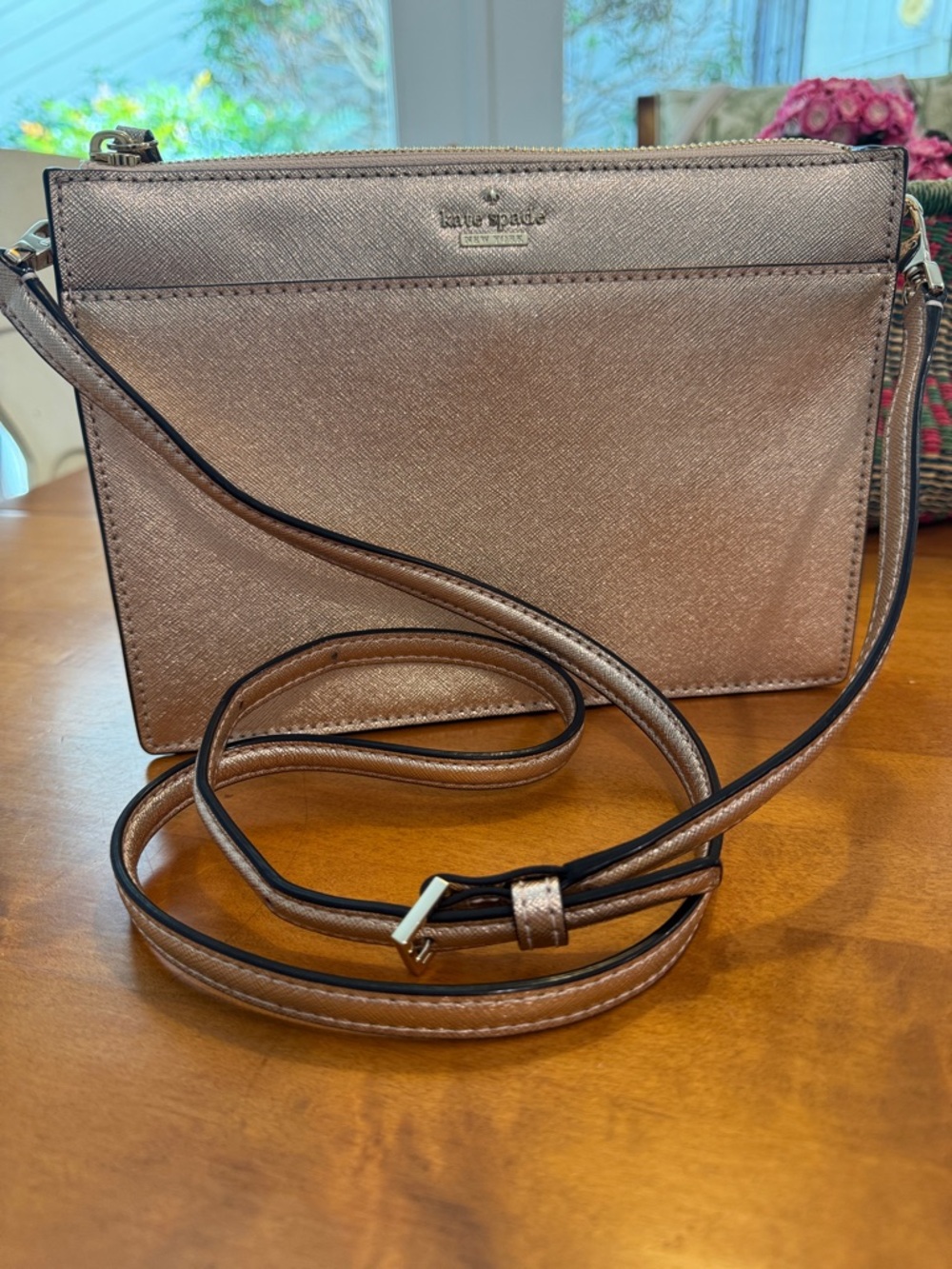 Kate Spade metallic gold leather crossbody, NWOT